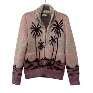 Faherty Sunset Palm Beach Cardigan Women XS Pink Excellent Alpaca Wool Zip Up